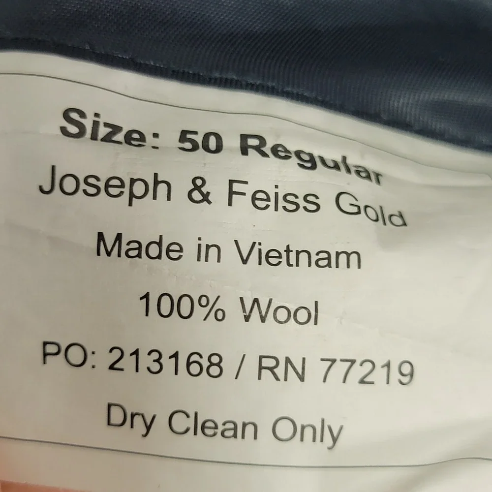 Joseph Feiss Men's Sport Coat‎ Blazer Two Button Navy Blue Wool Size 50R